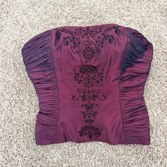 Badgley Mischka Tops - Badgley Mischka Bustier Women's Size 4 100% Silk Embellished Formal Wedding